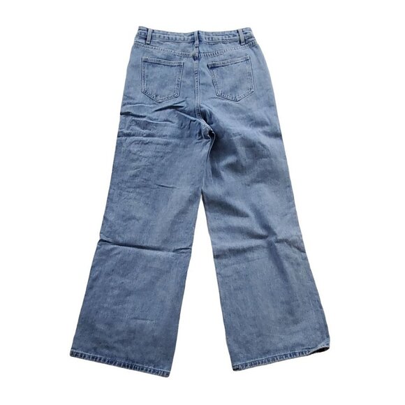 Shein Large 8/10 Crescent Shaped Distressing Light Wash Jeans Blue - Picture 2 of 9